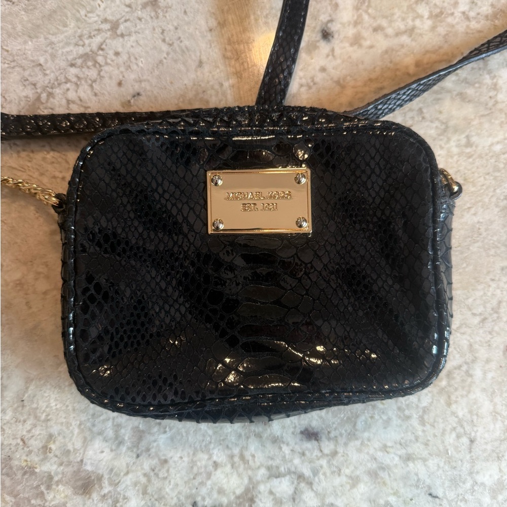 Michael Kors Black Snakeskin Crossbody Bag